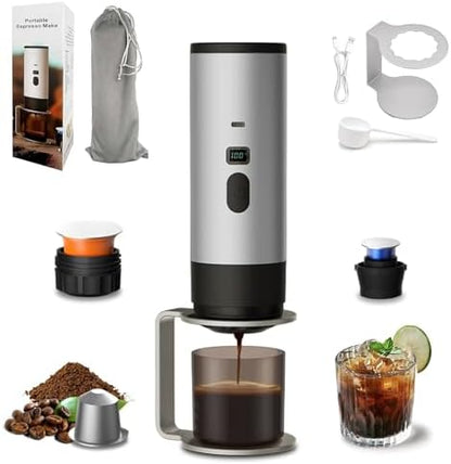 3-In-1 Portable Coffee Maker, 15 Bar Espresso Maker with LED Display