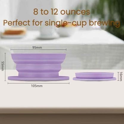 Travel Pour Over Coffee Maker Single Serve, Portabe Single Cup Pour Over Coffee Maker + Portable Kettle Electric, Collapsible Travel Electric Kettle (Purple)