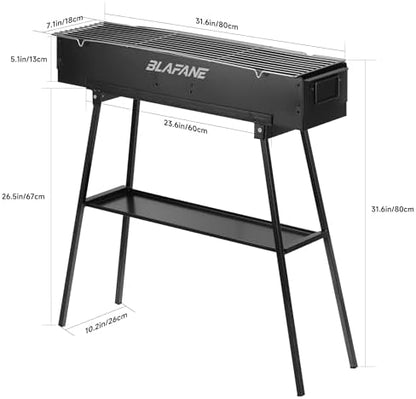 Charcoal Grill, Portable BBQ Grill with Removable Stand & Shelf