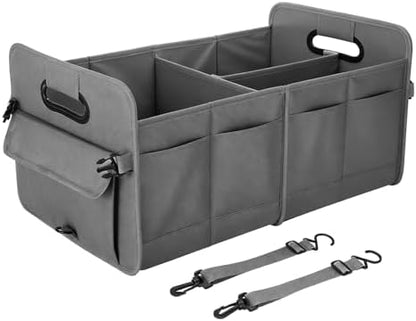 titiyiof Trunk Organizer SUV, Car Organizers and Storage, NOT-FLIMSY ANTI-SLIDE 70L Spacious Collapsible Sturdy Trunk Organizer for Grocery/Car Accessories/Women Men's Gift, Gray