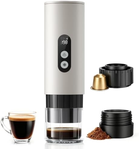 Portable Espresso Machine,15 Bar 2-In-1 Coffee Maker,Self-Heating USB-C Coffee Machine for Travel,Camping,RV, Hiking,Office,White