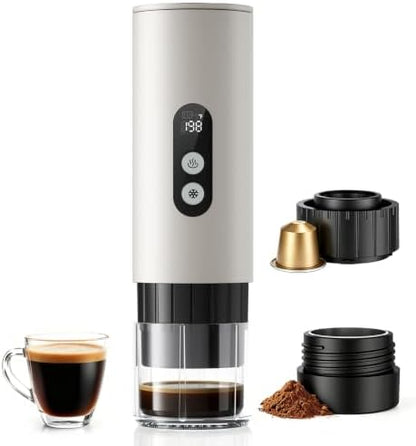 Portable Espresso Machine,15 Bar 2-In-1 Coffee Maker,Self-Heating USB-C Coffee Machine for Travel,Camping,RV, Hiking,Office,White