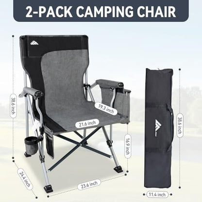 Ablazer 2 Pack Padded High Back Camping Chairs, 350 lb Capacity Each