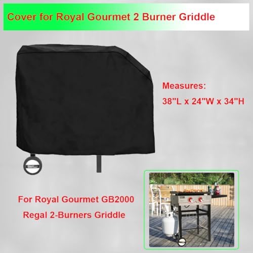 Griddle Cover for Royal Gourmet 2 Burner Griddle- 600D Flat Top 38 Inch Grill Cover for Royal Gourmet GB2000 Regal 2-Burner Flattop Gas Grill Griddle, Heavy Duty & Waterproof Outdoor