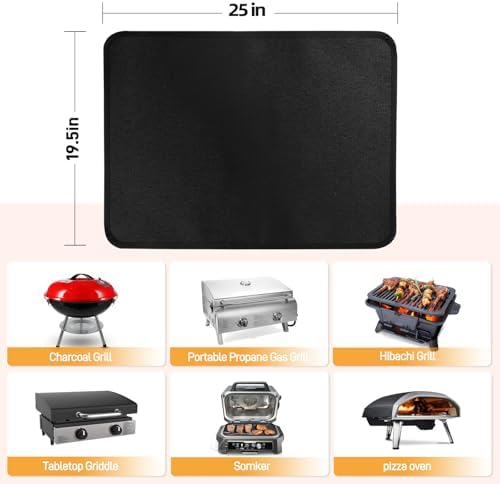 Heat Resistant Mats for Countertop fits Tabletop Grill, 25x19x0.02in, Black
