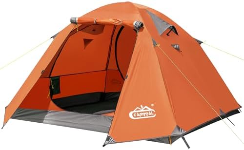 2-3 Person Backpacking Tent with Double Door 2 Vestibule, Waterproof Windproof Lightweight Easy Set Up 3 Season 2 Man Two Person Tent for Camping, Hiking, Motorcycle, Mountaineering with UPF 50+