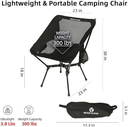 ROCK CLOUD Portable Camping Chair Lightweight Folding Chairs Outdoor for Camp Hiking Backpacking Lawn Beach Sports