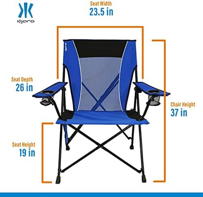 Kijaro Dual Lock Folding Camp Chairs - Versatile for Sports, Outdoors & Lawns - Locks Positions - Maldives Blue