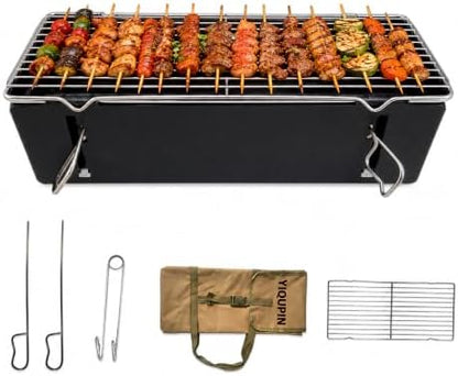 Foldable Portable Charcoal Grill, 1-Minute Quick Setup Camping BBQ with Storage Bag, Lightweight Tabletop Grill for Picnic, Backyard, Beach and Travel