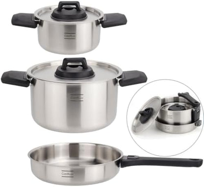 Stainless Steel Camping Kitchen Cookware Set, 6 Piece