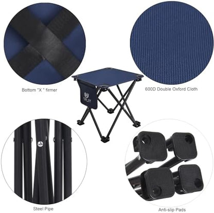 Opliy Camping Stool 2 Pack,13.5 Inch Portable Folding Stool for Outdoor Gardening and Beach Hiking Fishing,Foot Stool with Carry Bag (Blue)