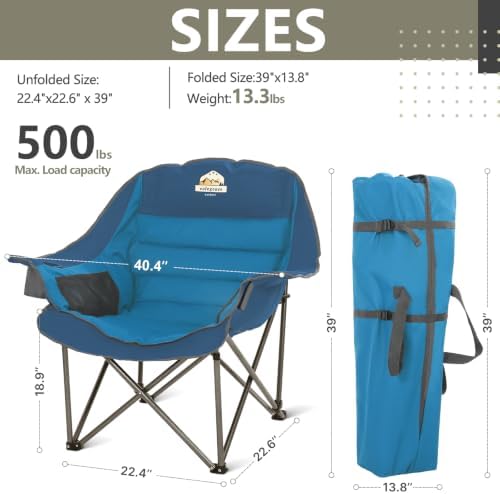 Colegence Oversized Camping Chair for Adults, Padded Lawn Chair 2 Pack