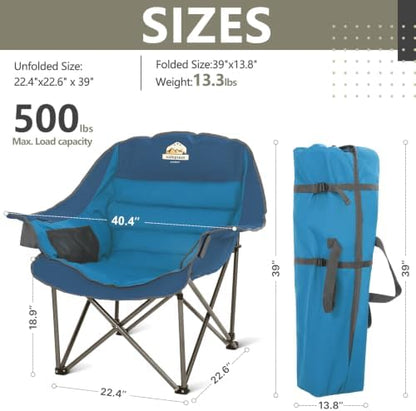 Colegence Oversized Camping Chair for Adults, Padded Lawn Chair 2 Pack