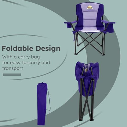 Colegence Oversized Folding Camping Chair for Adults, 450 lb, Deep Purple