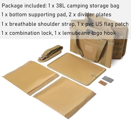 Tactical Camping Storage Bag Utility Tote Bag Camp Kitchen & Trunk Organizer with Combination Lock and Shoulder Strap