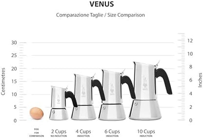 Bialetti - Venus Induction, Stainless Steel Stovetop Espresso Coffee Maker, Suitable for all Types of Hobs, 6 Cups (7.9 Oz), Copper,Silver