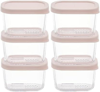 Glass Food Storage Containers with Lids — 12 Piece — 10.5 oz Glass with BPA-Free Leak Resistant Stackable Lids — Microwave, Oven & Dishwasher Safe — Ideal for Meal Prep & More - Berry Blush