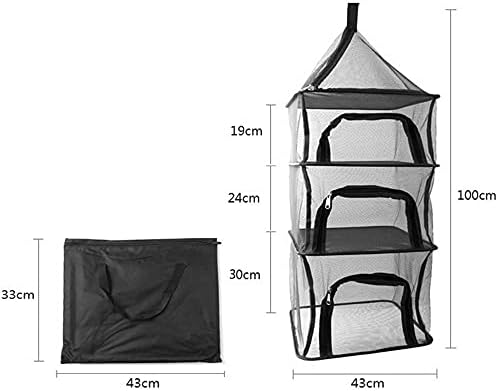 Desy & Feeci Camping Dry Net-4 Layer Outdoor Hanging Foldable Drying Rack, Camping Organizer Mesh Dryer Storage for Home Picnic BBQ Tableware/Dishes/Food/Vegetables/Fruit/Clothing (Black-Rectangle)