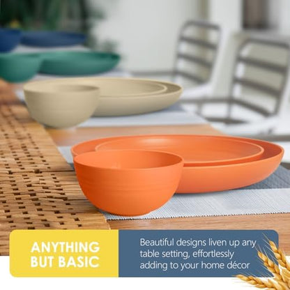 Teivio 32-Piece Plates and Bowls Sets for 8,Colorful Kitche Dinnerware Sets