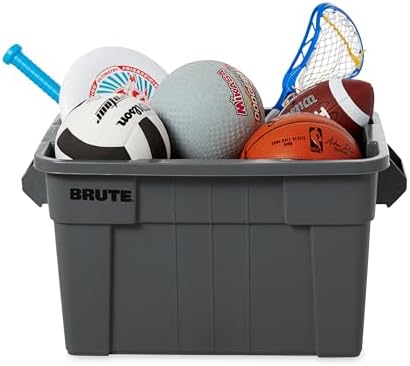 Rubbermaid Commercial Products BRUTE Tote Storage Container with Lid-included, 20-Gallon, Gray, Rugged/Reusable Boxes for Moving/Storing in Garage/Basement/Attic/Jobsite/Truck/Camping (FG9S3100GRAY)