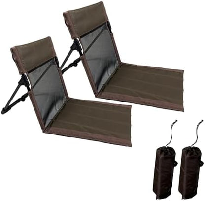 2 Pack Foldable Camping Chairs with Mesh Backrest (Brown)