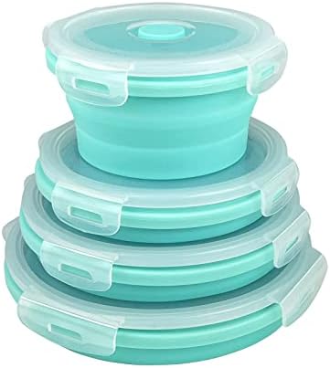 Guyuyii Collapsible Bowls with Lids 4 PC Food-Grade Silicone BPA-Free
