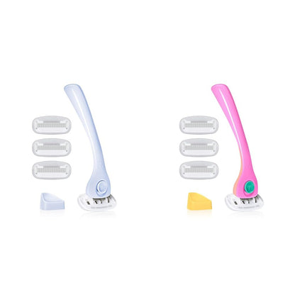 Billie Razors for Women Shave Kit with Women’s Razor, 4 x 5-Blade Razor Refills, Magnetic Holder - Cool Blue and Malibu