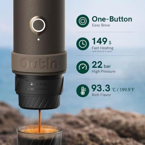 OutIn Mino Portable Electric Espresso Machine for Travel with Self-Heating