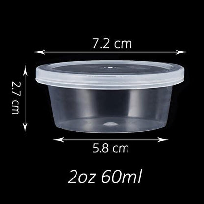 Augshy 40 Pack 2oz Small Slime Containers With Lids, Hawaiian Shaved Ice Mold Jello Shot Cups Condiment Containers Plastic Portion Cups with Lids for Salad Dressing Food Storage Containers