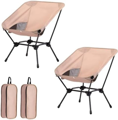 2 Pack Low Back Camping Chair, 2-in-1 Height Adjustable, Heavy Duty