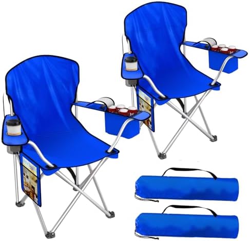 Folding Portable Camping Chair with Cooler, Cup Holder & Storage Pocket