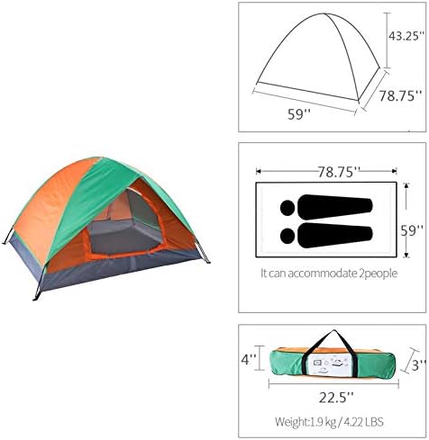 2 Person Tent - Dome Tents for Camping, Waterproof Windproof Backpacking Tent, Easy Set up Small Lightweight Tents, for Hiking Beach Outdoor with 2 Mesh Windows