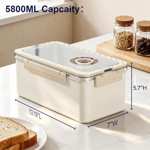 QCQHDU Bread Box, Stainless Steel Corner Bread Box Container, Beige, 2 Pack