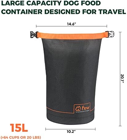 FXW Dog Food Travel Bag, Large Capacity for Travel Kibble Storage, 64 Cups