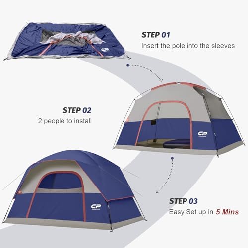 CAMPROS CP Tents for Camping 2/4/6 Person, Waterproof Windproof Dome Tent
