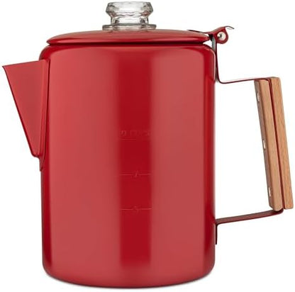 COLETTI Bozeman Color Series Percolator Coffee Pot — Camping Coffee Makers — Camping’s Favorite Percolator – NO Aluminum or Plastic (Red, 9 Cup)