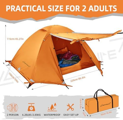Clostnature 4 Season Backpacking Tent - 1/2 Person Cold Weather Winter Tent