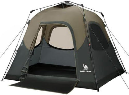 CAMEL CROWN 4/6 Person Instant Cabin Tent, Pop Up Windproof Tents for Camping, 60-Second Setup Family Tent with Carry Bag for Outdoor Hiking