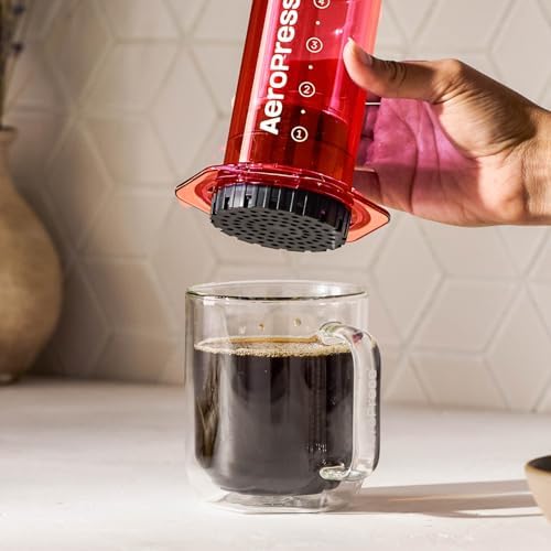 AeroPress Clear Red Coffee Press, French Press, Pour-Over & Espresso Style