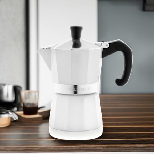 Bellemain Stovetop Espresso Maker Moka Pot (White, 3 Cup)