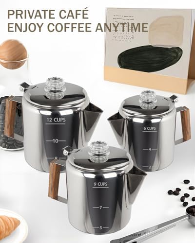 Coffee Maker 12 Cup Coffee Percolator 304 Stainless Steel Pot