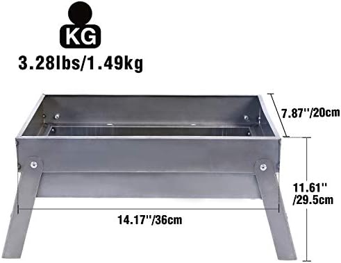 Portable Charcoal Grills With 40Pcs 14" Long Kabob Skewers, Heavy Duty Small Tabletop BBQ Grill, Easy to Carry Outdoor Camping Grill for Tailgating Backpacking Hiking Picnic Hiking Cooking