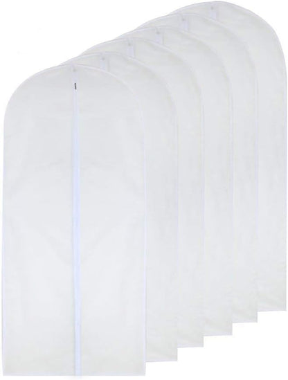 Garment Bags for Hanging Clothes 24'' x 40'' Suit Hanging Garment Bags White Breathable Suit Covers for Closet Full Zipper Dust Cover for Suits Dance Clothes Closet Pack of 6