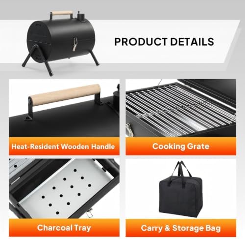2-Sided Portable Charcoal Grill, Dual Zone with Carry Bag, 13in Tabletop