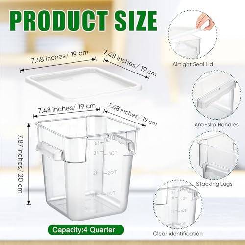 FoldTier 2 Pcs Square Food Storage Containers, White, 4 Qt