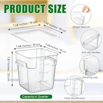 FoldTier 2 Pcs Square Food Storage Containers, White, 4 Qt