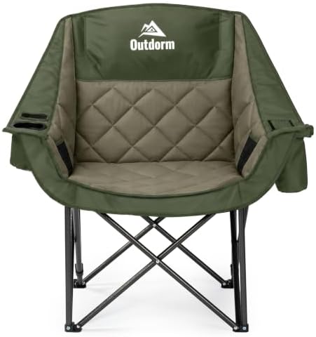 Oversized Camping Chairs for Adults, Folding Chair Support 450 Lb, Green
