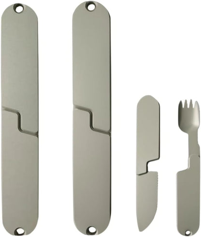 2-in-1 Camping Utensil Set – Knife Fork Combo for Picnic, Portable Outdoor Travel Flatware