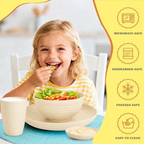 16 PCS Camping Dishes Set for 4, Unbreakable Plates and Bowls Set