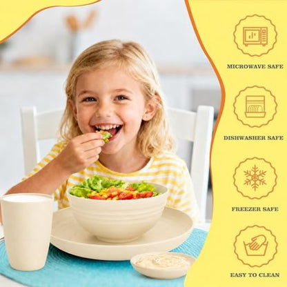 16 PCS Camping Dishes Set for 4, Unbreakable Plates and Bowls Set